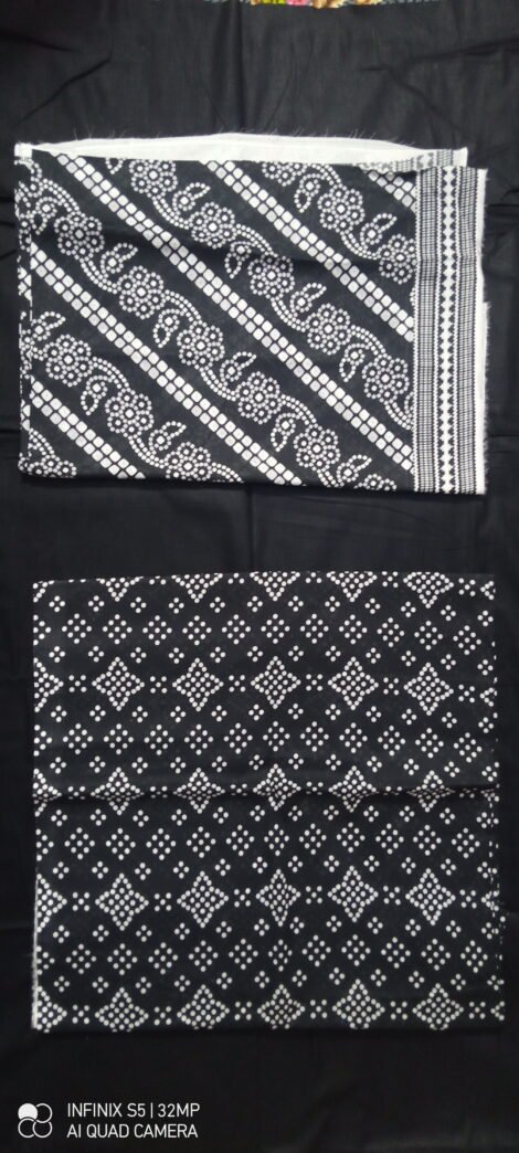 Black 3pc Unstitched Lawn (Shirt / Dupatta / Trouser)